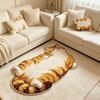 2D Printed Cat Shape Floor Mat Crystal Velvet Bedside Carpet Animal Area Rug  Bathroom Floor