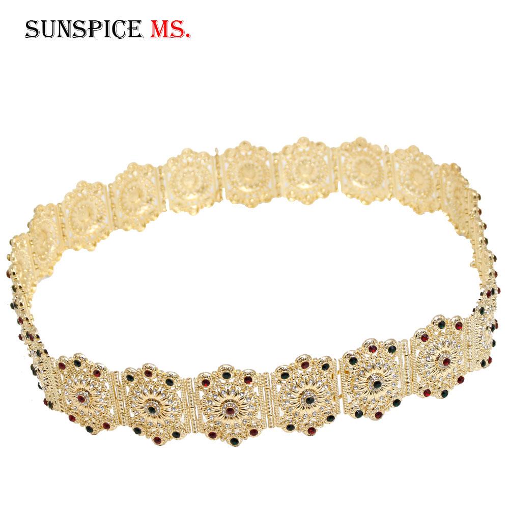 Gold Color Belt Wedding Jewelry Full Rhinestone Metal Waist Chain Bridal Bijoux Gift