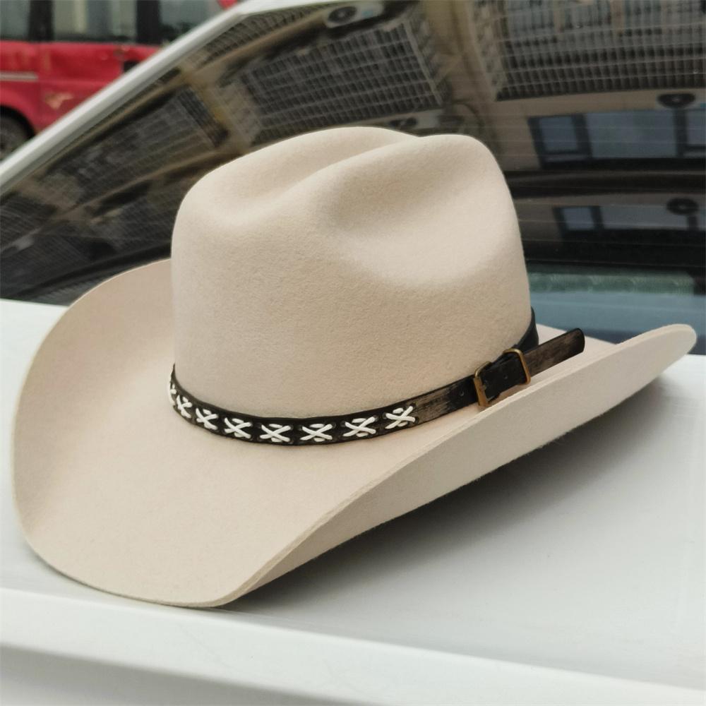55-60 cm große Größe Hut WOLL Cowboyhüte für Männer Frauen Cowboyhut Gürtel breite Krempe Filzhut kundenspezifisch 4 Größen Outdoor Sombrero Hombre