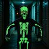 In the Dark Halloween Skeleton Costume with Light Up Eyes for Adults Unisex Party Outfit