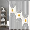 Mid Century Modern Shower Curtain, Abstract Minimalist Arch, Geometric Design, Minimalist Lines, Beige, Bathroom Decorative Show
