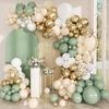Sage Green Balloons Garland White Gold Confetti Latex Balloon Arch Kit Baby Shower Kids Birthday Party Wedding Decoration Globos