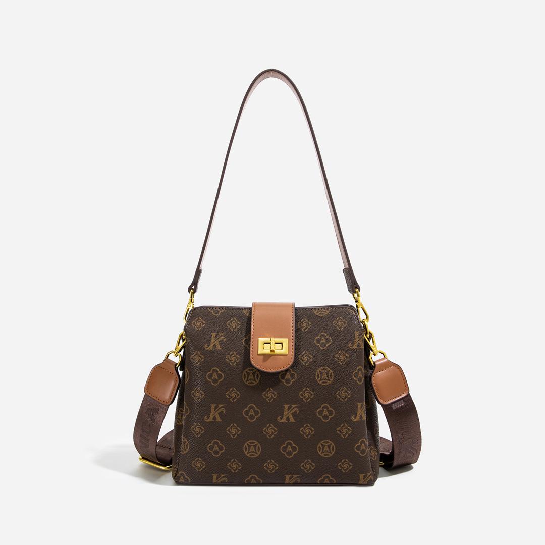 

New fashion lock bucket bag portable shoulder oblique span women s bag