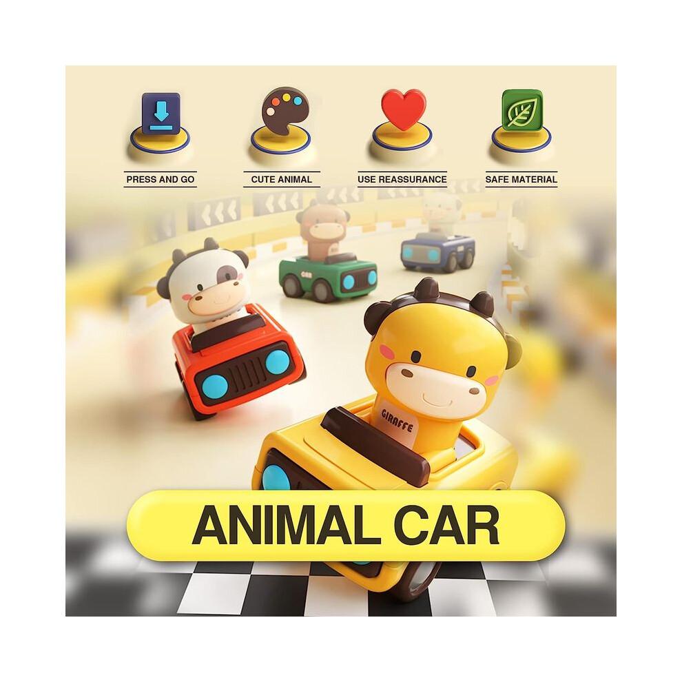 (COW) Baby Push Go Friction Wind-up Cars Toys Press and Go Car Toys Bébé Animal Racing Cars Véhicule