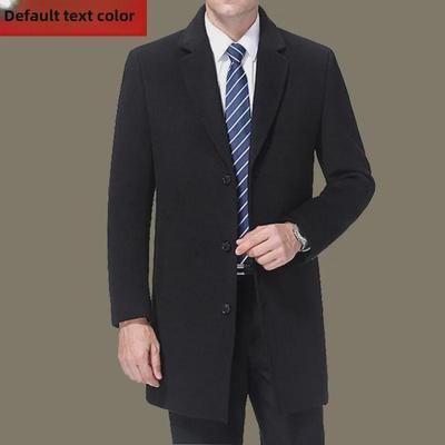 Herren Wollmantel mittlerer Länge - Business Casual Anzugkragen Windjacke für Väter mittleren Alters
