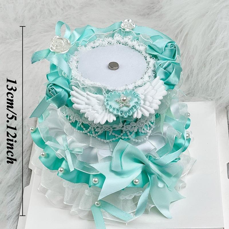 Cute Double-layer Small Cake Ornaments for Anime Badges Handmade Lace Birthday Cake Badge Holder Creative 58mm Badges Decor New