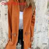 Solid Color Polyester Casual Hooded Jacket For Women With Pockets