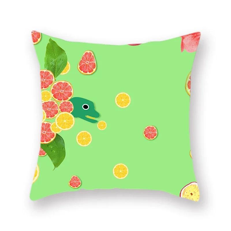 Fruit Mango Print Polyester Cushion Cover Apple Pineapple Watermelon Pattern Decorative Pillowcase 45X45Cm Fundas De Cojin