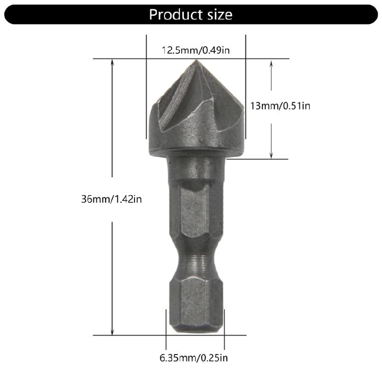 5pcs Hexagonal Shank Five Edge Chamfer Drill Bit Set for Accurate Hole Opening & Reaming Smooth Finishing Craftsmanship