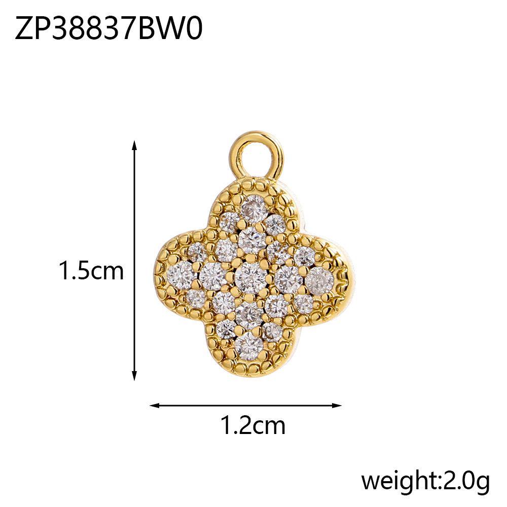 Stainless Steel Lucky Clover Zircon Pendant & Flower Connector DIY Bracelet/Necklace Accessory