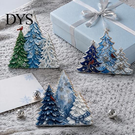 Elegant Winter Atmosphere Decor 3PCS Wooden Christmas Tree Ornaments, Stable Base Seasonal Figurines, Handcrafted Holiday Figurines Plentiful