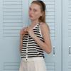Elssibeui Linen Stripe Sleeveless Knit_Black