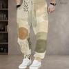 Men Plus Size Colorful Printed Drawstring Waist Side Pockets Cuffed Ankle Jogger Pants
