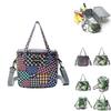 Elegant Green Leaf Pattern Oxford Lunch Bag Perfect For Travel And Picnics