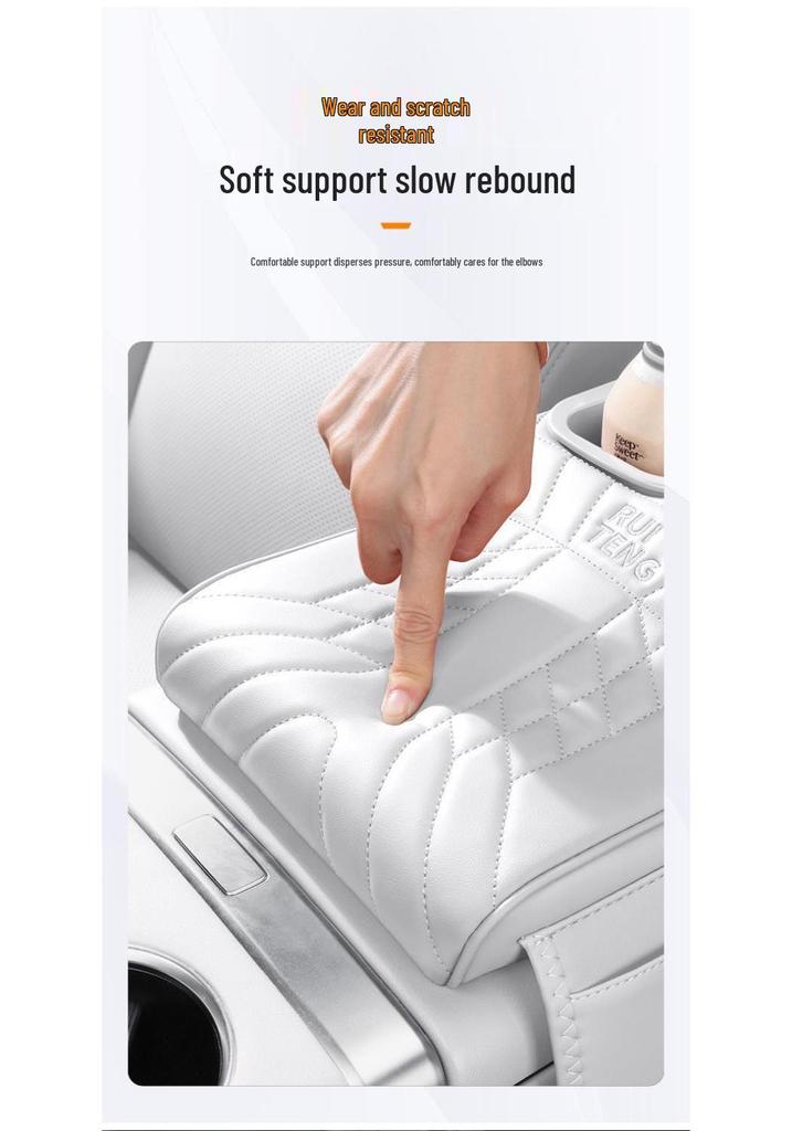 Zunjie S800 Armrest Box Pad with Tissue Box, Cup Holder, and Storage Bag for Car Interior Accessories.