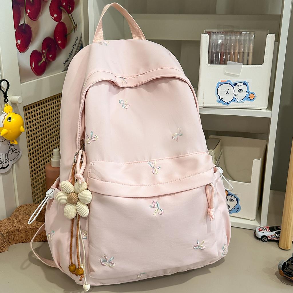 Schoolbag New Japanese Ins High Value Fresh and Sweet Candy Bow Backpack Junior High School Students Lightweight Backpack