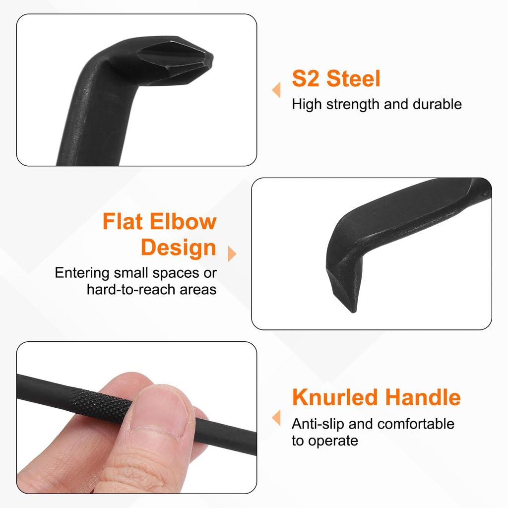 Uxcell Offset Screwdriver Philips Slot Head Right Angle 90 Degree Hand Tool for Appliance Black 5-Piece Set, Screwdriver, Double-Ended Z/L-Shaped