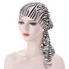 European-American Floral Print Two-Tail Curved Muslim Headscarf Pullover Hat