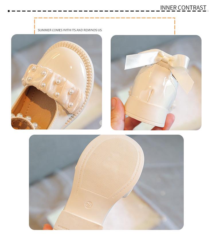 2022 Autumn Girls' Pearl Patent Leather Mary Jane Shoes - Soft Sole for Little Princess