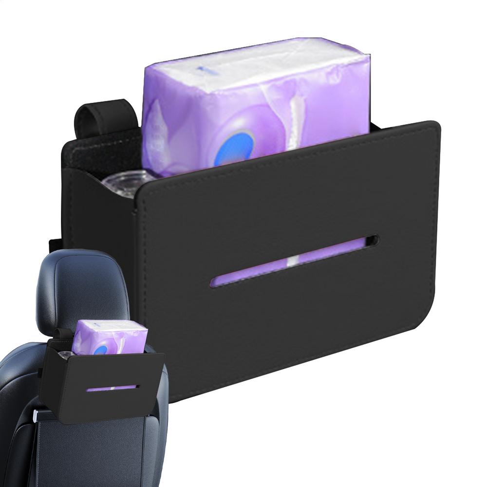 Car Tissue Holder PU Leather Paper Towel Dispenser Car Napkin Holder For Interior Accessories Backseat Sun Visor Headrest Road