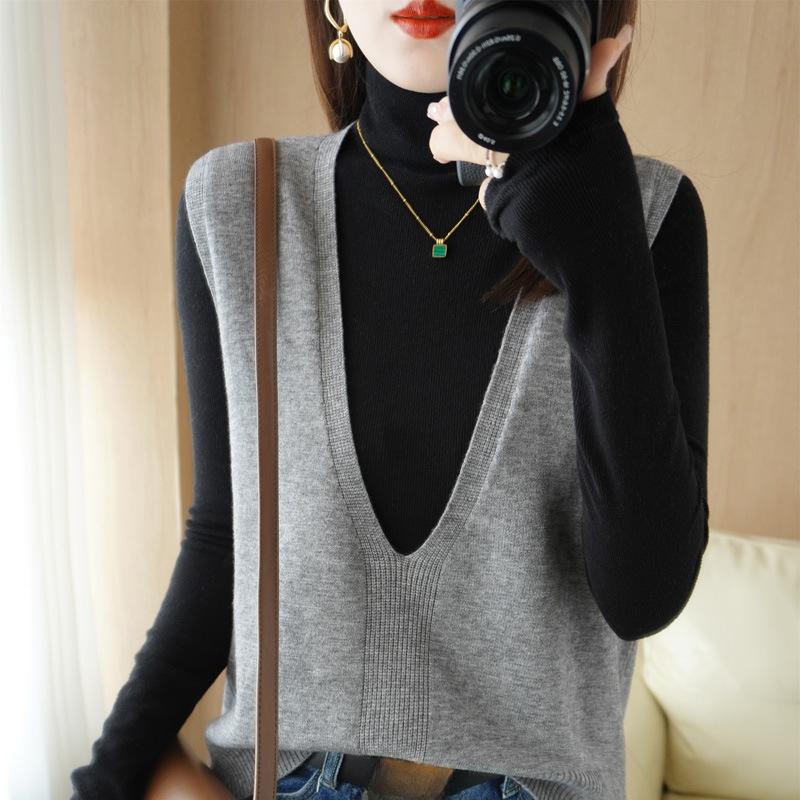 

Вязаный свитер жилет женский жилет осенний свободный сердечный ажурный V-образный вырез нерегулярный пуловер жилет XXL серый