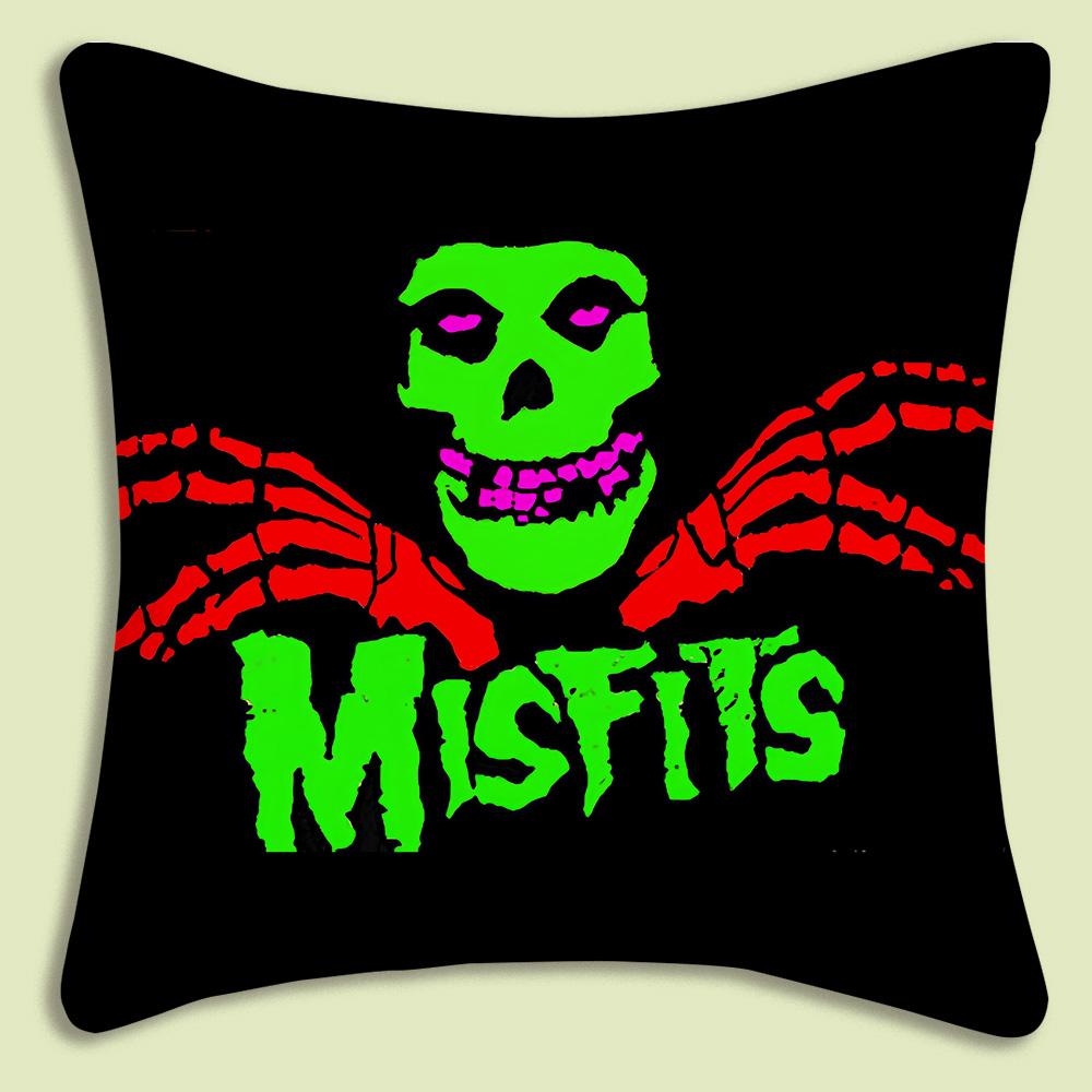 Custom rock band Misfits skull face Pillow Covers Cartoon Sofa Decorative Home Doublesided Printing Short Plush Cute Cushion