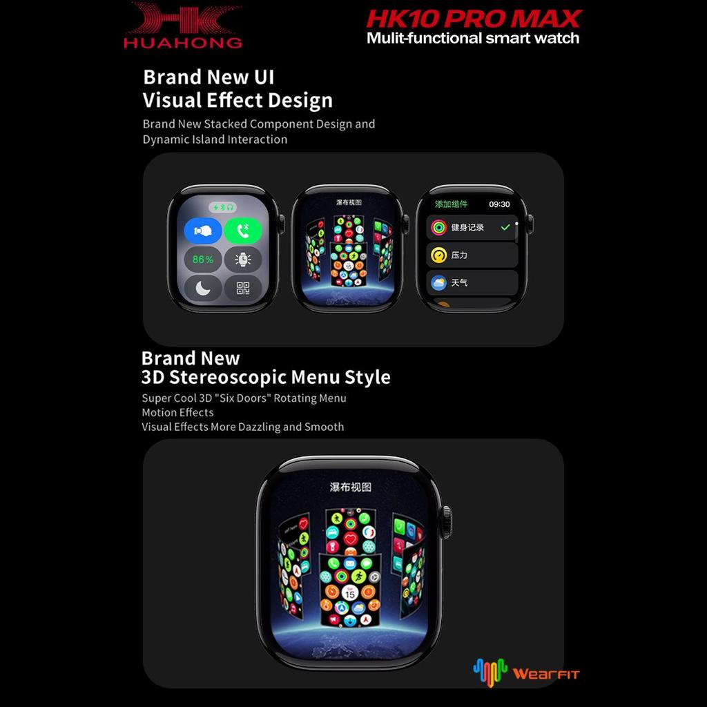 HK10 PRO MAX 2,02 calowy AMOLED Smartwatch Męski Damski Kompas ChatGPT 2.0 Czujnik Grawitacyjny Menu 3D Album Smartwatch HK9 Ulepszenie