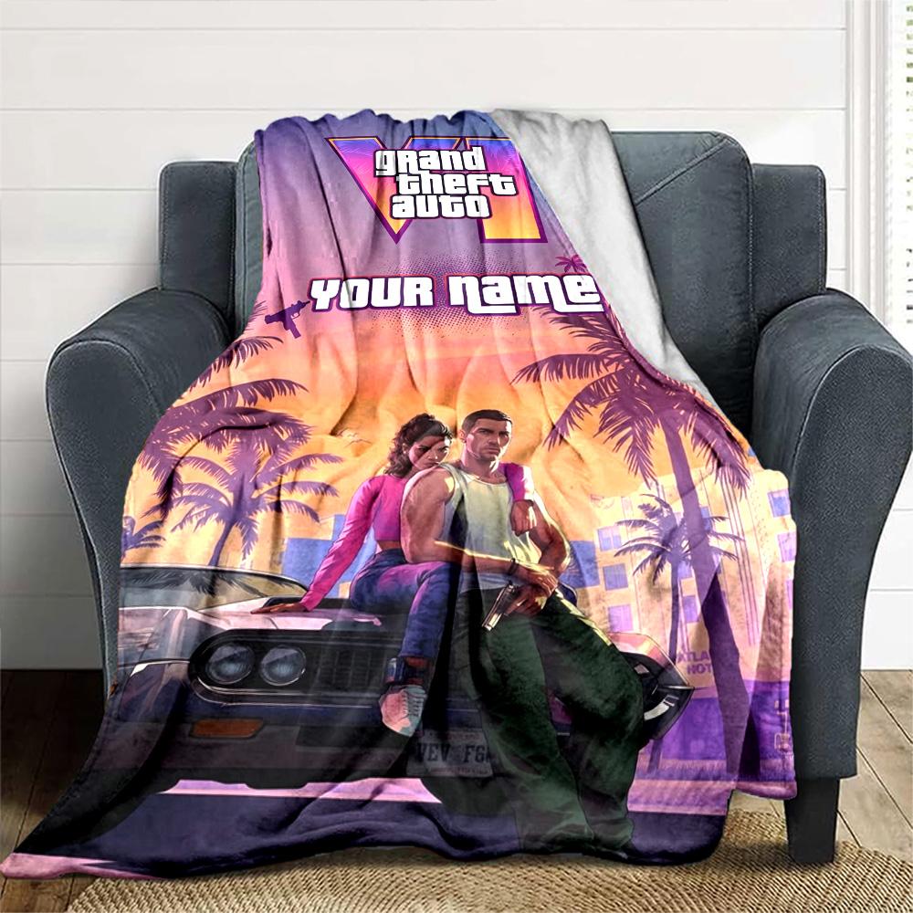 Grand Theft Auto Customize Your Name Blanket Gift Personalized Blanket Warmthful Decor Throw For Office Bedding Chair Home Decor for All Occasions