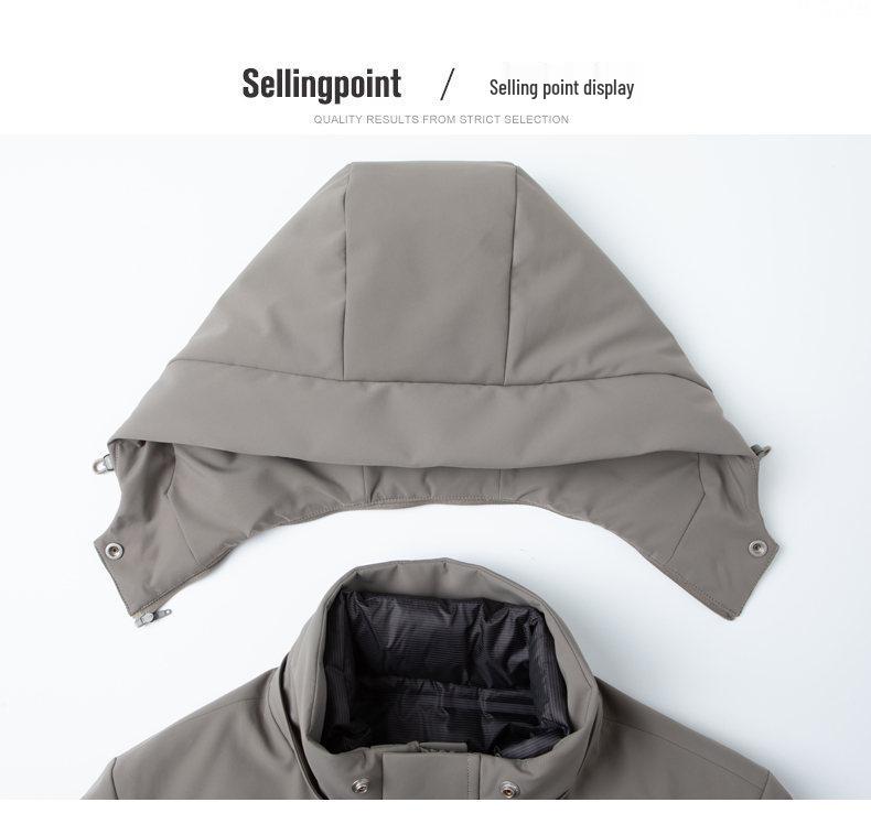 Men's Hooded Down Jacket with Removable Liner, 3-in-1 Design for Middle-Aged and Elderly.