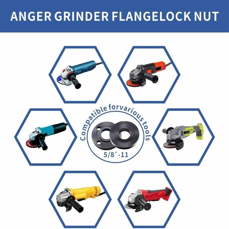 7PCS Universal Angled Grinder Flange Nut Wrench Spanner Set 5/8-11 Thread Metal Lock Nuts For Cutting Disc Installation