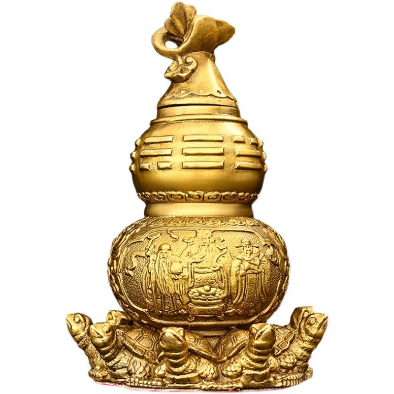 Pure Copper Nine- Ornament, Openable Tianyi , Home Office Desktop Decoration, Eight Treasures Turtle Gourd