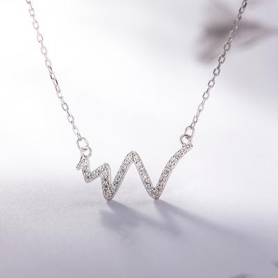 Heartbeat Necklace with Micro-inlaid Diamond Collarbone Chain Temperament and Cool Style New Style