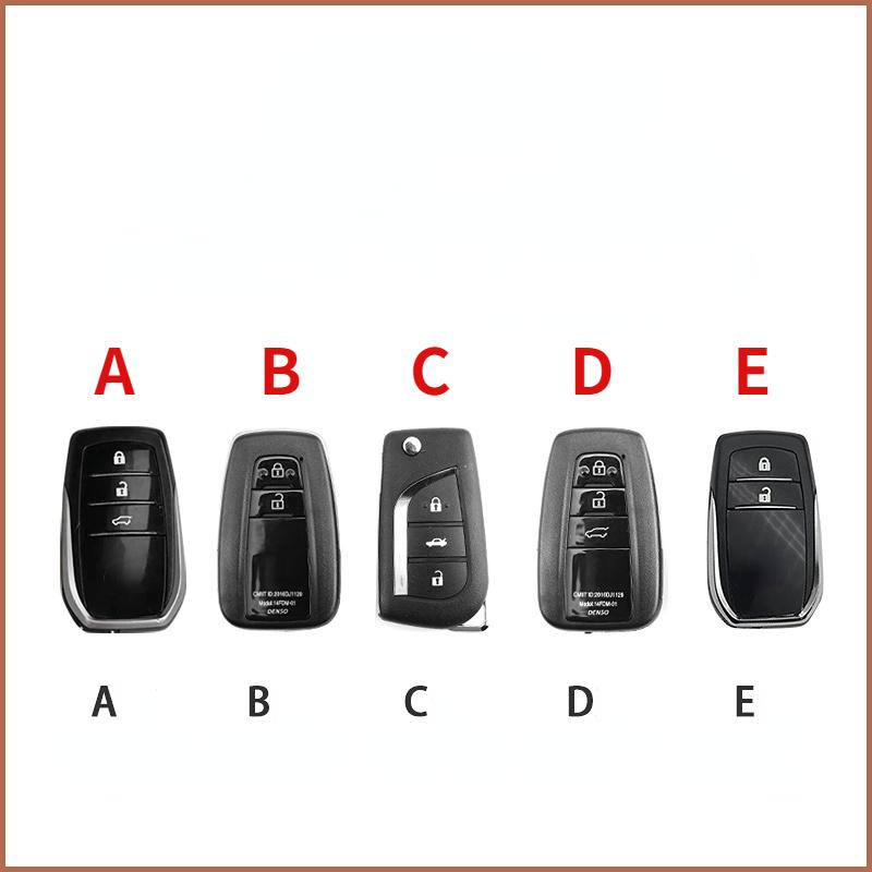 Leather Rope Ring Car Key Case Cover for Toyota Prado Land Cruiser Highlander CROWN HARRIER RAV4 C-HR Camry ALLION COROLLA Prius