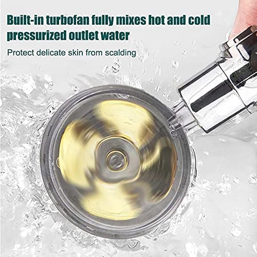 360 Degrees Propeller Water Saving ABS Plastic Handheld Turbocharged Shower Head with 3-Year Warranty
