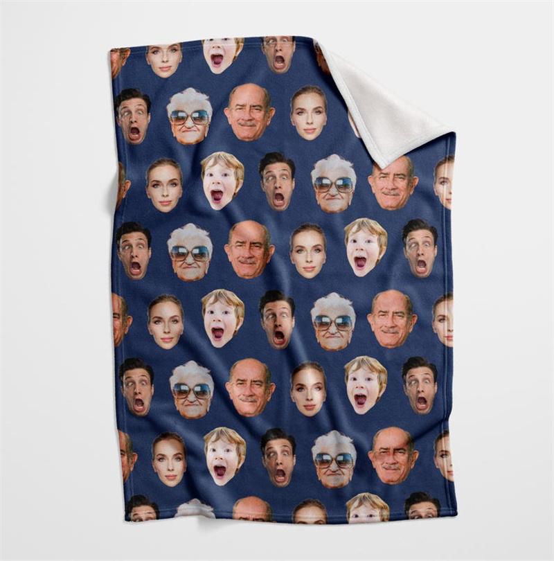 Funny Face Blanket, Father’S Day Gift Dad, Customized Teen Birthday Gift, For Friends Picture Blanket, Unique Holiday Gift