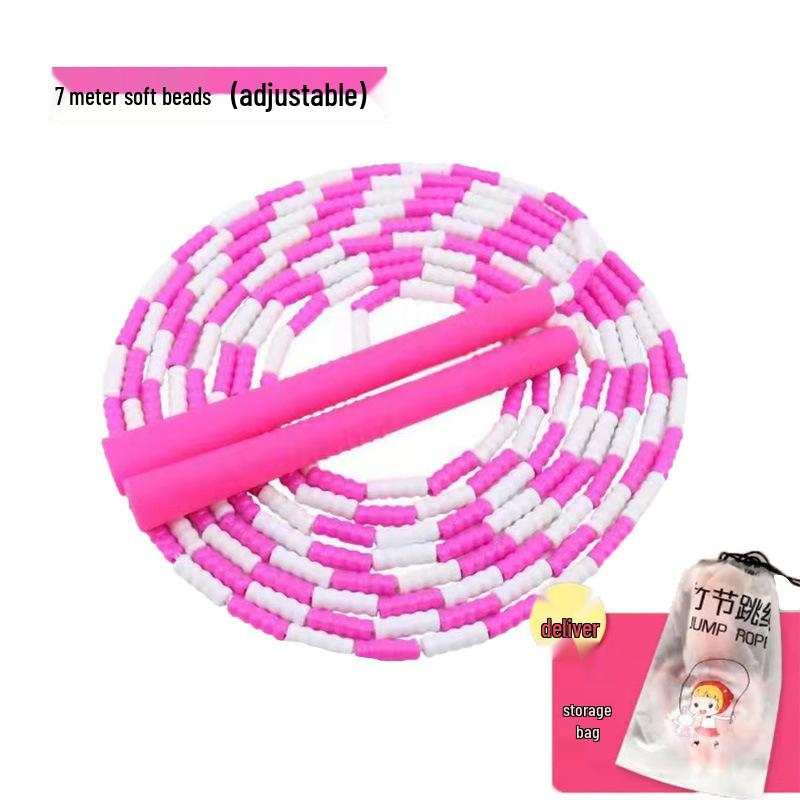 Adjustable Beaded Bamboo Jump Rope for Students - 5m, 7m, 10m Multi-Person Fancy Rope