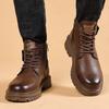 Retro Herren warme Herren Lederschuhe High-Top Workboots Martin Stiefel Herren Herbst und Winter Samt Britischer Stil