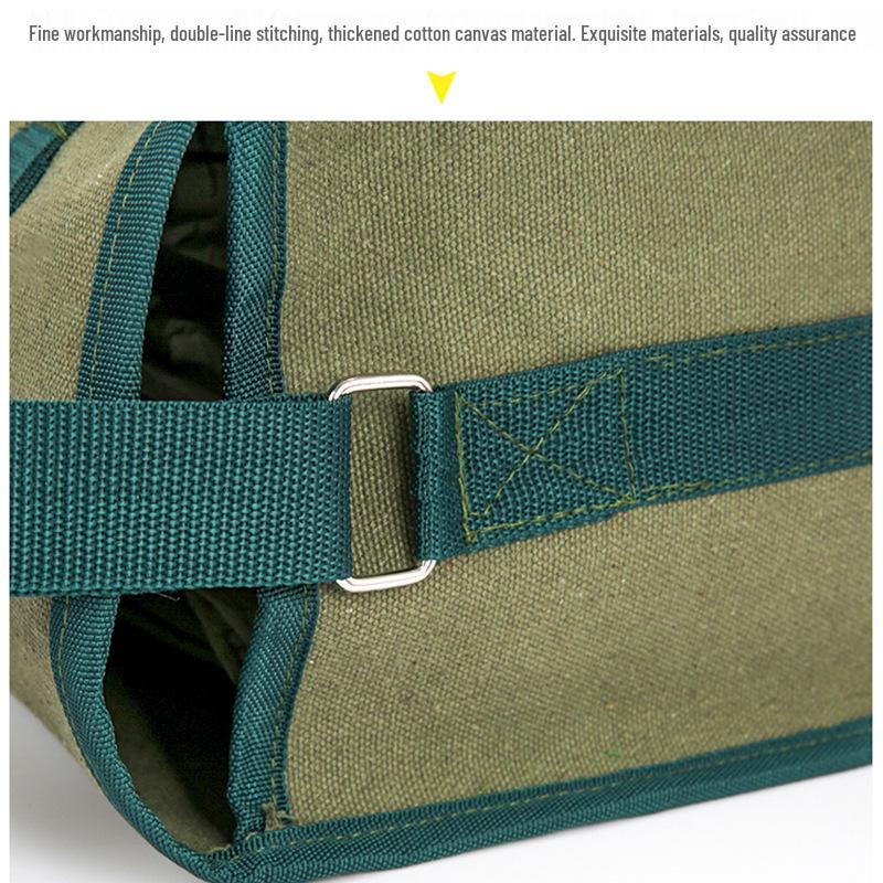 Durable Multi-Functional Canvas Tool Bag for Carpenters and Electricians - Large Capacity, Thickened, Wear-Resistant, Old-Fashioned Design