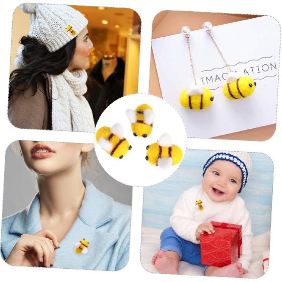 COHEALI Felt Bees for Crafts: 10pcs Wool Felt Bumble Bee Plush for Crafts DIY Baby Shower Gender Reveal Gift Themed Party Decoration