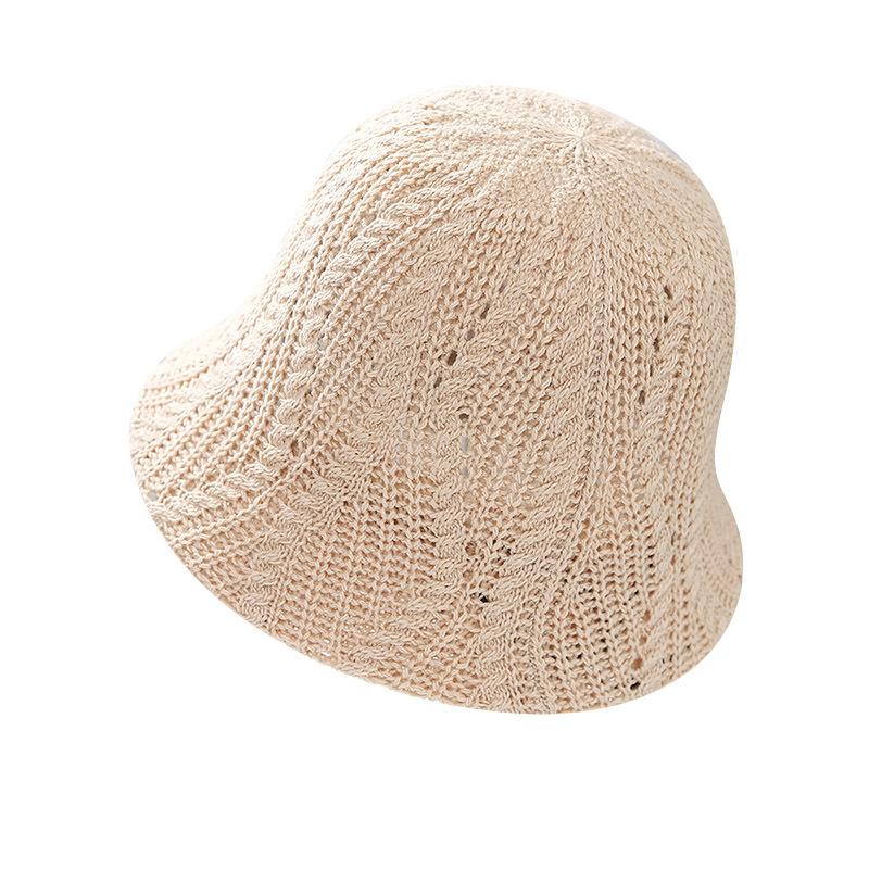 Fashion Knitted Fisherman Hat Children's Spring and Autumn Knitted Hollow Versatile Basin Hat Show Face Small Shade Bucket Hat Tide