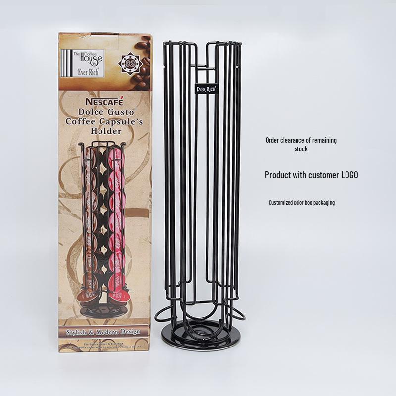 Fengyue 360° Rotating Wrought Iron Dolce Gusto Coffee Capsule Storage Rack