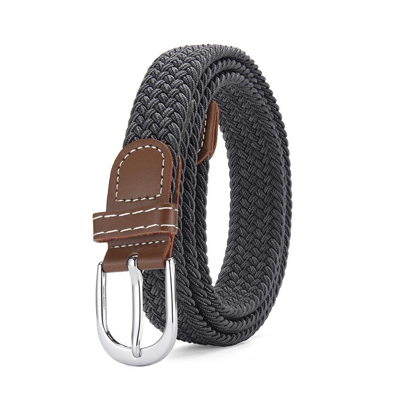 Jeans Belt Women'S No Perforated Canvas Belt Women'S Braided Elastic Elastic Student Decorative Belt