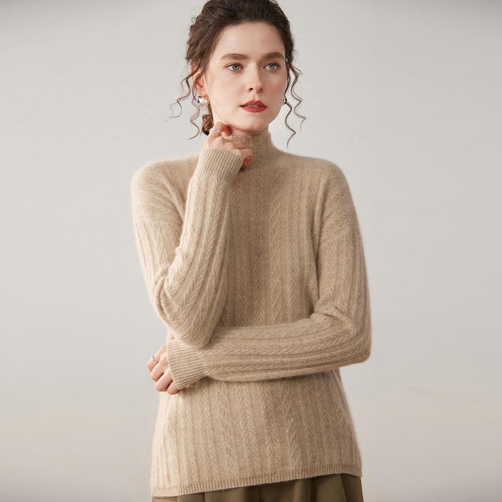 Women's Cable Knit Cashmere Sweater: Loose, Versatile, and Casual, Perfect for Autumn and Winter