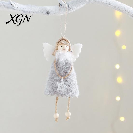 Soft Plush Home Decor Christmas Tree Angel Doll Ornament, Cute Small Handmade Pendant for Thanksgiving Day Gifts, Holiday Party Hanging