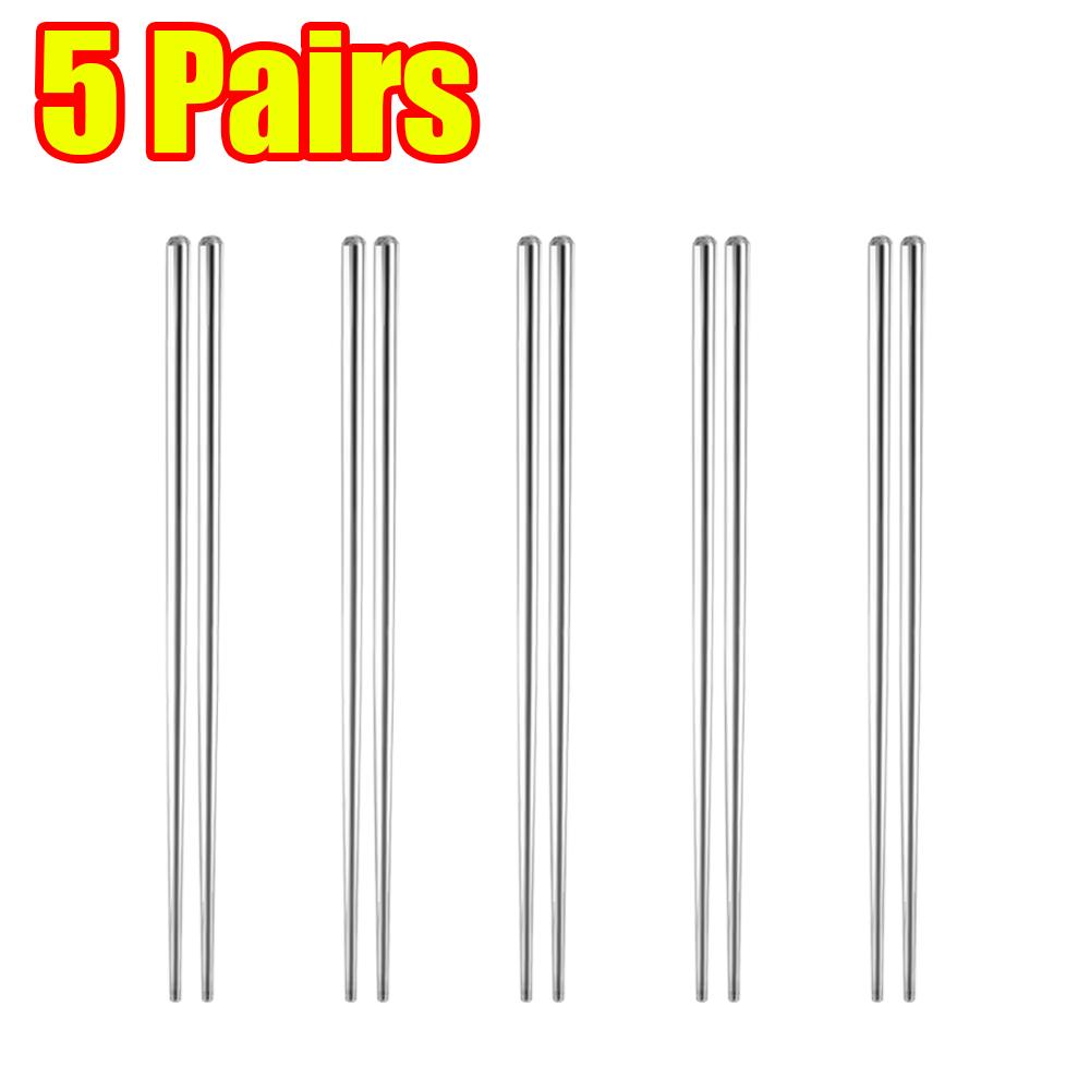 1-100Pairs Chopsticks Stainless Steel Non-slip Chinese Chopsticks Sushi Food Sticks Reusable Kitchen Tools for Dishwasher