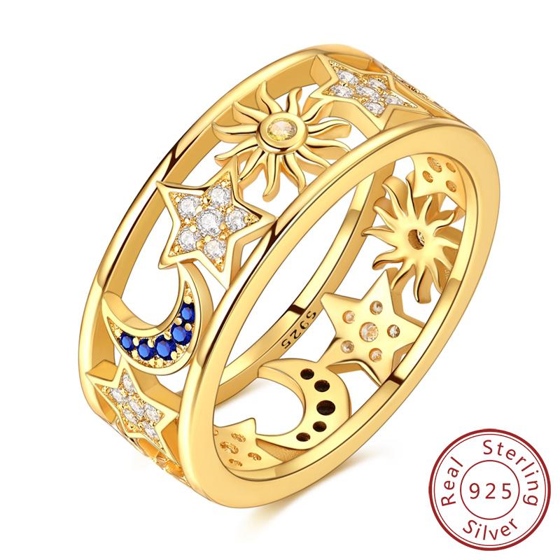 

Rings 925 Silver Gold Star Moon Heart Watch Firefly Ring Adjustable Ring for Women Girl Fashion Jewelry Gifts 6