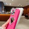 Fashion Women Girls Phone Case For iPhone 16E 16 Pro Max 7 8 X XR XS 11 12 13 14 15 Plus Heart Makeup Mirror Glitter Frame Cover