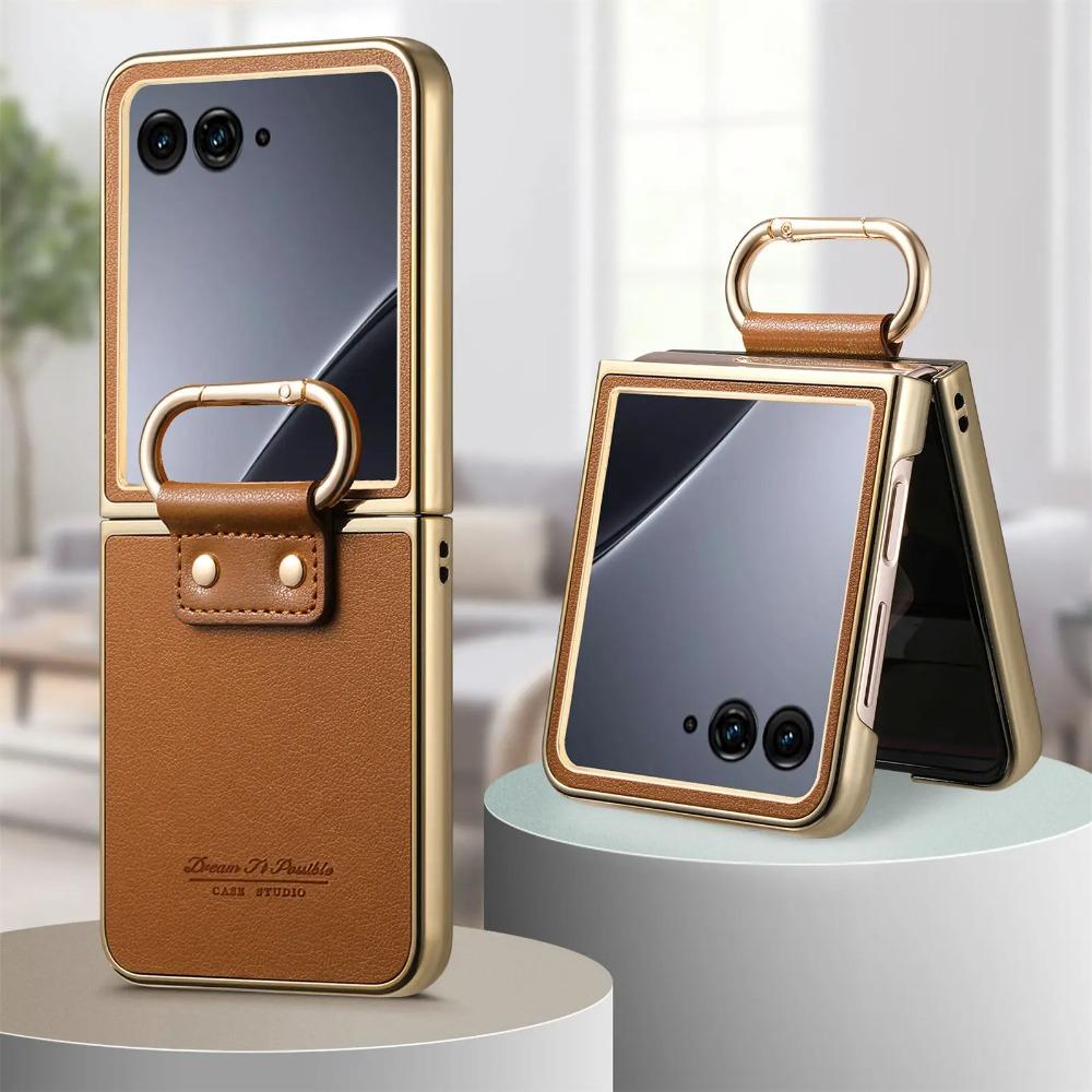 Jednoduchý Retro Ultra Tenký Pokovený Držák Prstenu Proti Pádu Pouzdro na Telefon Pro Motorola MOTO Razr 70 50 60 Ultra Protect Zadní Kryt