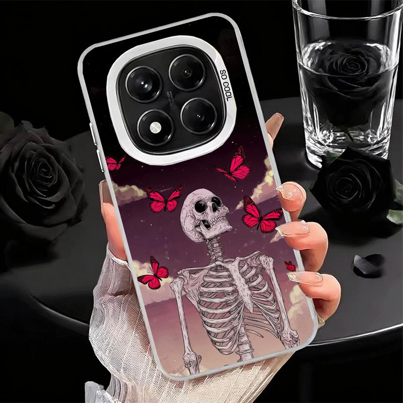 Floral Skull Flower Skeleton Shockproof Phone Case for Xiaomi Redmi Note 15 14 13 12 Pro Plus 11 11S 11T 5G Cover Anti Fall Fund