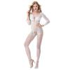 Mulher quente sexy transparente crotchless fora do ombro malha bodystocking sleepwear